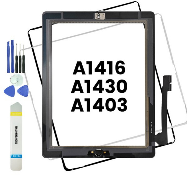 iPad 3 A1416 A1430 터치 스크린 디지타이저 패널 센서 유리 교체 버튼 + 도구에 대 한 1Pcs 디스플레이, 01 White With Home