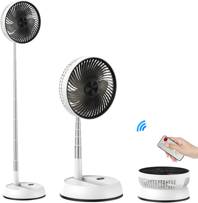 신축접이식탁상용스탠드선풍기야외캠핑가정용음소거타이밍좌우 회전 USB 8인치선풍기, 하양