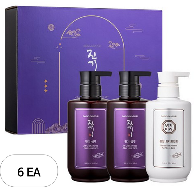댕기머리 진기 샴푸 500ml x 2p + 트리트먼트 500ml 세트, 6세트