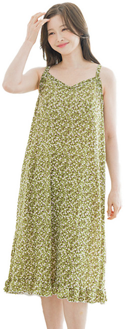 아킵 냉감 끈 프릴 원피스 여름 민소매 루즈핏 데일리 홈웨어