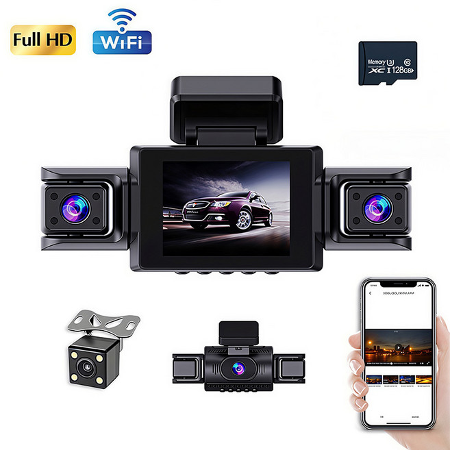 4채널 블랙박스 FHD 차량용 블랙박스 WiFi 스마트폰 연동지원, 128G, 단품, 128GB