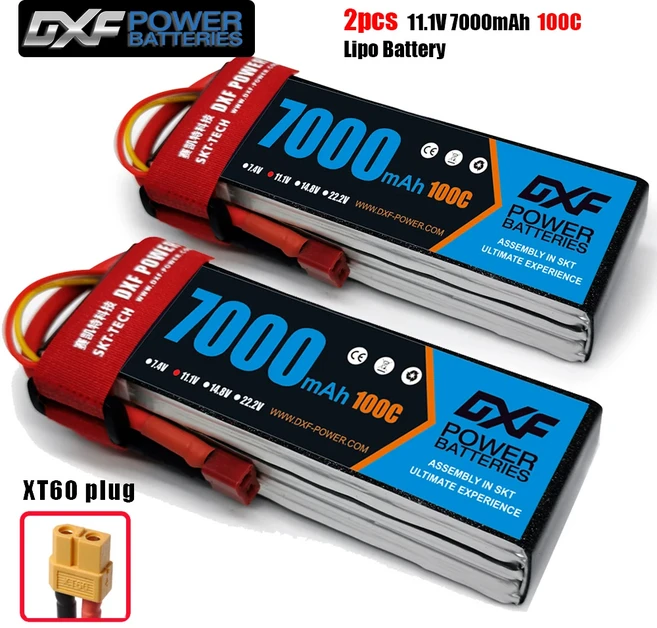 2PCS 배터리 Lipo 7.4V 11.1V 22.2V 6500mah 100C 그래 핀 소프트 케이스 헬리콥터 드론 자동차, 23 2PCS3S7000XT60, 01 빠른, 23 2PCS3S7000XT60