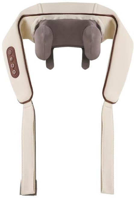 SUNNI 무선 승모근 어깨 목 마사지기 저소음 온열 핸즈프리 안마기, White, FZ-666