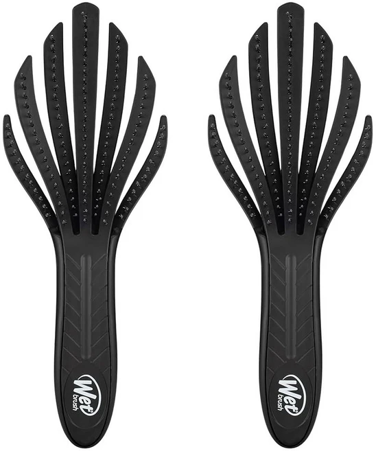 Wet Brush 웻브러쉬 Go Green Curl 디탱글러 헤어 브러시 - 블랙 매우 부드러운 IntelliFlex 디탱글링 빗살이 엉킴을 쉽게 통과합니다 곱슬머리에 적합 끝, Wet Brush Go Green Curl 디탱글러 헤, 1개 - 쿠팡