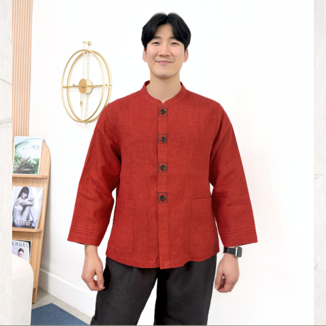 벨류아 남자생활한복 고급 자수 저고리 마 린넨 여름 절복 법복 남성 한복 개량 4color
