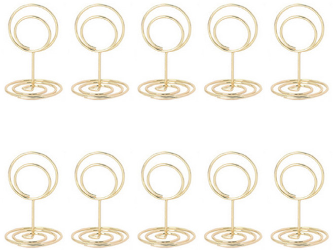 씨앤초이스 스탠드 메모홀더 10세트 네임텍 명함꽂이 쇼클립 문구사무 데스크용 사진 엽서 POP, 10개입_소형_원형골드