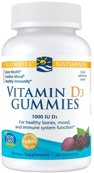 노르딕 비타민 D3 와일드 베리 25mcg 1000IU 60구미, 1개, 60정 - 쿠팡