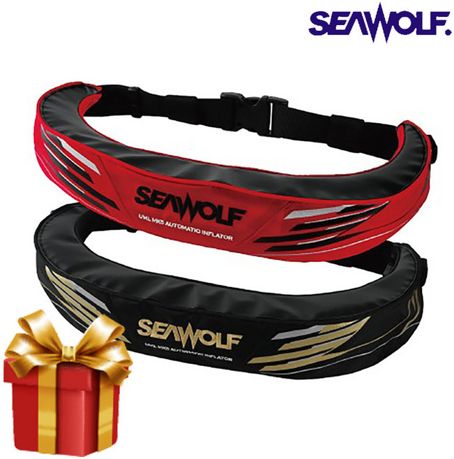 씨울프 광야 HS W500 선상낚시 자동팽창식 허리벨트 구명조끼 착용성향상형 승인 (광야 hs-w500), 씨울프 광야블랙 선물
