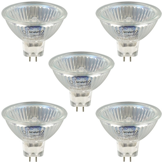 [묶음] 오스람 할로겐전구 mr16 50W 전구색 gu5.3 44870 WFL, 5개
