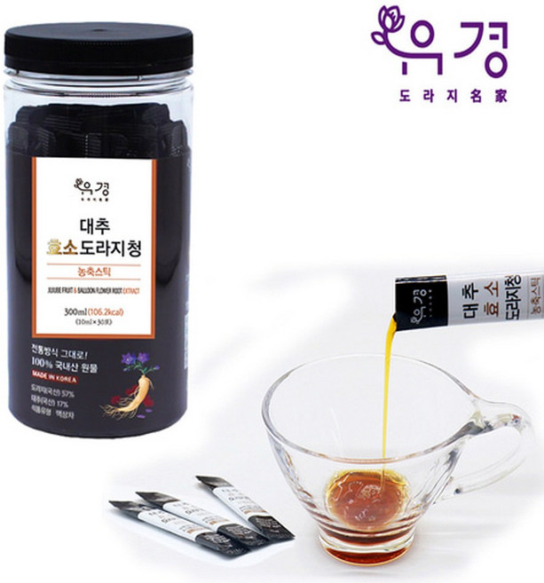 나눔숲쿱[12ml 스틱 30포 원형통 명절 선물세트]대박 유경식품 대추효소 도라지청 농축원액, 30개, 12ml