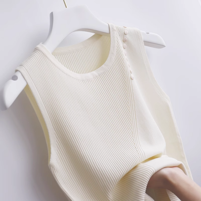 메인워크 여성 라운드넥 나시 티셔츠 봄가을 니트 끈나시 루즈핏 캐주얼 슬림핏 정장 이너 기질 민소매 상의