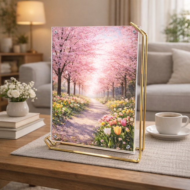 탁상용 액자 아크릴 자석 철제 스탠드 A4 A5 A6, 1개, 로즈골드