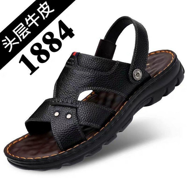 男士頭層牛皮涼鞋 潮流防滑軟底