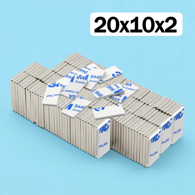 초강력 자석 네오디뮴 양면 접착 자석 블록 NdfeB N35 강력 영구 냉장고용, [00] 5piece, [00] 20X10X2MM