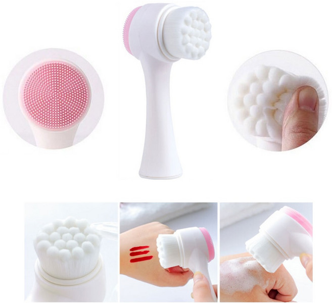 피부 세안 모공 블랙헤드 클렌징 거품 솔 마사지 부드럽고 양면 브러쉬 각질제거 실리콘 1+1