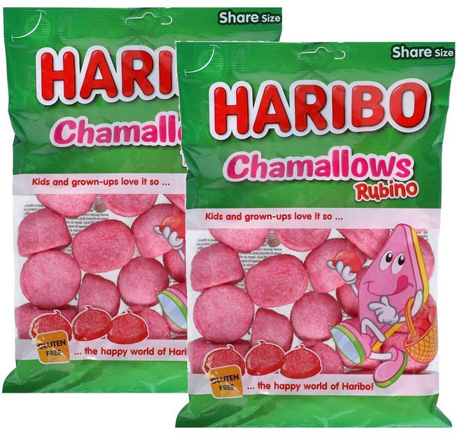 하리보 젤리 샤멜로우 딸기맛 마시멜로 Haribo Chamallows Rubino, 2개, 175g