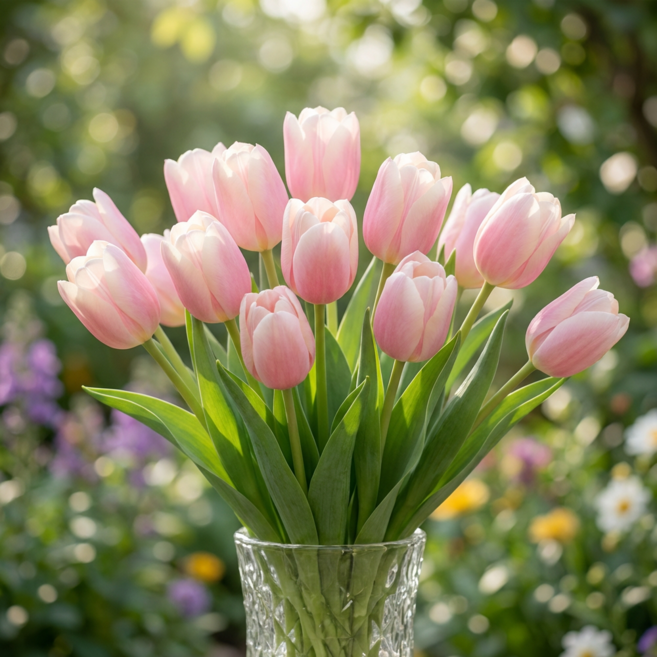 유럽 튤립 구근 쉬운 재배 토경/수경재배 네덜란드 원종 저온처리 구근 핑크색, 20개