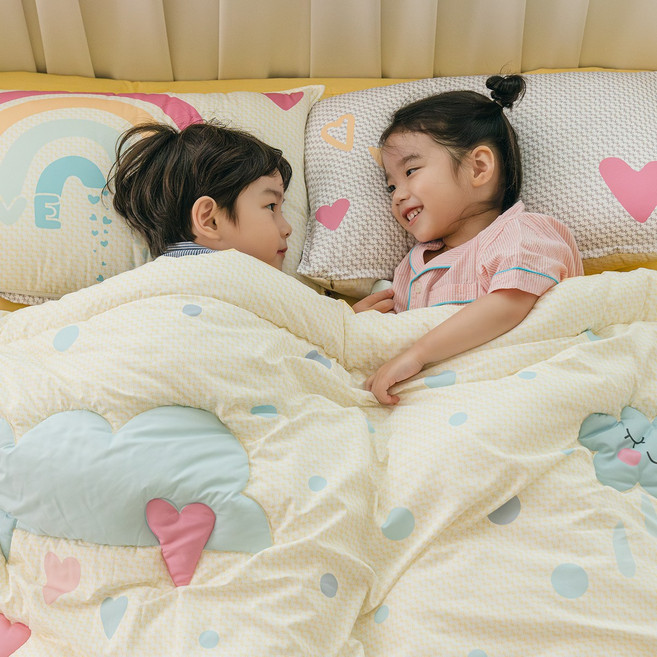 키즈 에어히트 발열 모달 어린이 차렵 겨울이불 단품, 모달 레인보우 하트