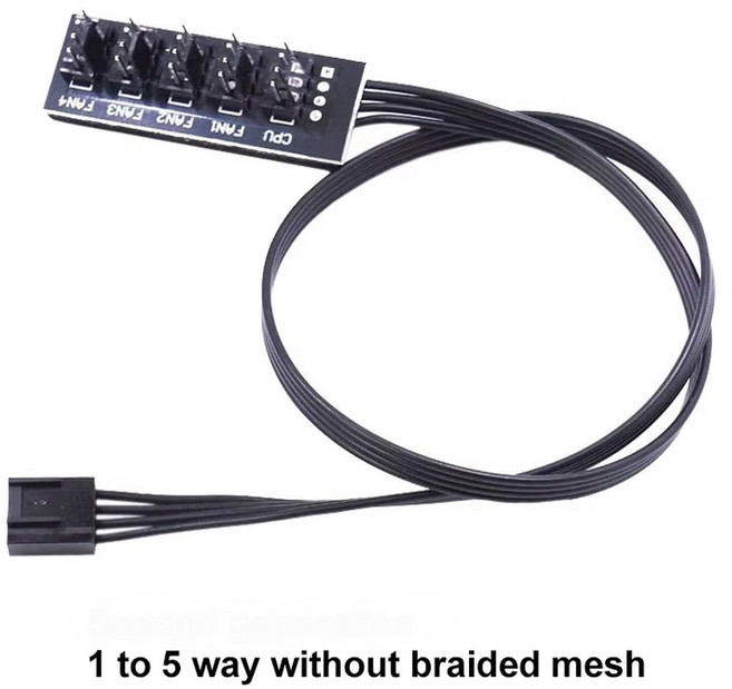 1 ~ 5 냉각 핀 쿨러 4 분배기 데스크탑 케이스 허브 핀/3 PC 케이블 PWM CPU 팬 컴퓨터 어댑터 전원 웨이, 없음, 1개, 1 to 5 Without Weave