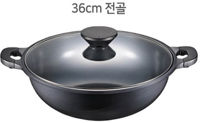 풍년 펄블랙 코팅 주물 IH 인덕션 36cm 전골 냄비, 블랙, 1개