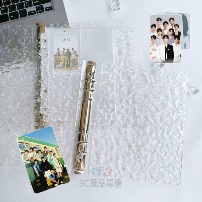 A5四格照片收納冊 硬殼水波紋霧面 活頁夾 10張入