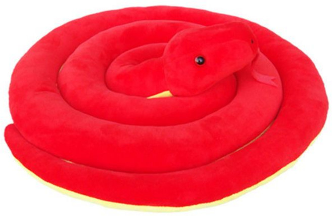 可愛毛絨蛇玩偶 兒童生日禮物, 1個, 紅色拉開總長120cm