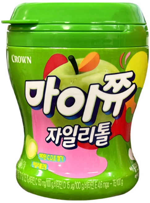 크라운 마이쮸 자일리톨 용기 사과, 110g, 1개