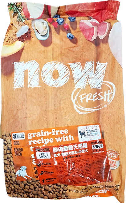 now FRESH 老犬體控犬鮮肉無穀天然糧 火雞鴨肉鮭魚配方 12磅, 火雞 + 鴨肉 + 鮭魚, 12lb, 1袋