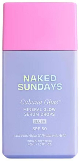 Naked Sundays CabanaGlow SPF 50 블러쉬 - 틴트 미네랄 크림 세럼 자외선 차단제 나노 아연 하이드레이팅 스킨 케어 액티브 및 야광 마감, Naked Sundays CabanaGlow SPF 5
