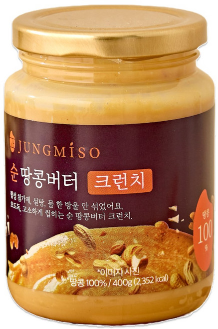 정미소 100% 순 땅콩버터 크런치, 1개, 400g