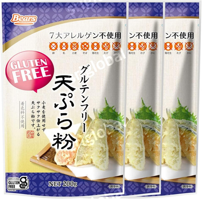 일본 Bears 글루텐프리 튀김가루 현미가루사용 200g 3개, 사이즈