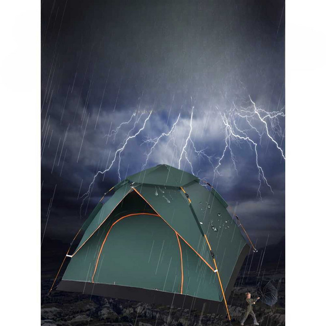 원터치 낙타 텐트 휴대용 접이식 캠핑 리빙쉘, 상세페이지 참고, 하늘색(3-4인 업그레이드 두껍게 방수처리된 방습패드