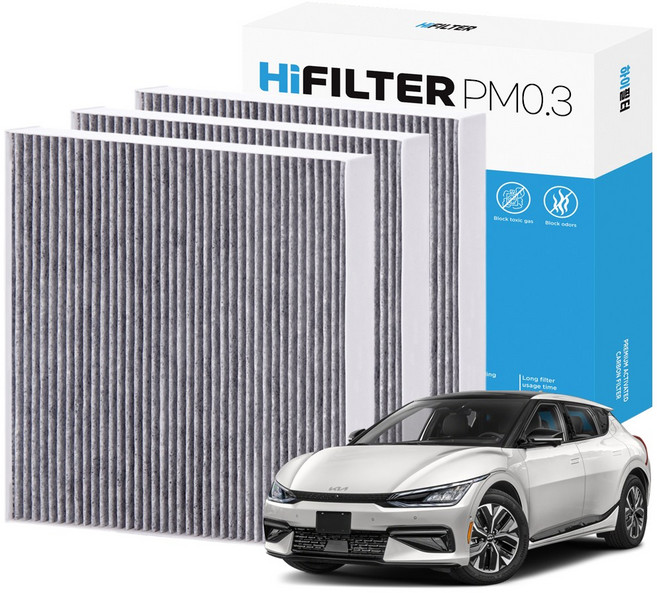 2+1 하이필터 PM 0.3 활성탄 자동차 에어컨 필터 기아, 3개, EV6 GT (1세대/CV) HI-L112