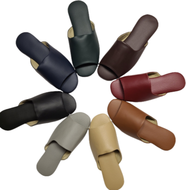 인터리더 가죽 실내화 호텔 슬리퍼 거실 고급 여성 실내 레자 거실화, 브라운, 1개