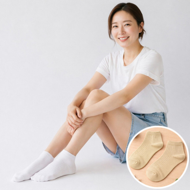 보슈아 국산 인견 여성양말 5족세트 단목 컬러 여름 시원한 쿨링 양말 데일리 삭스