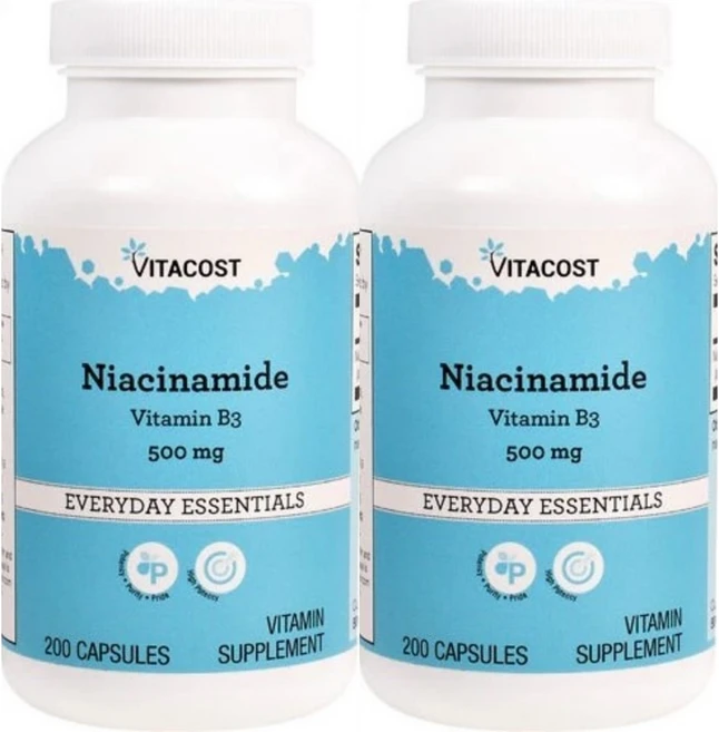 비타코스트 니아신 아마이드 비타민B3 500mg 캡슐 Vitacost Niacinamide, 2개, 200정 - 쿠팡