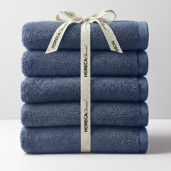 호레카클래식스 호텔수건 고급 40수 페이스타월 수건세트 국내제작 180g, 5개, 인디고블루