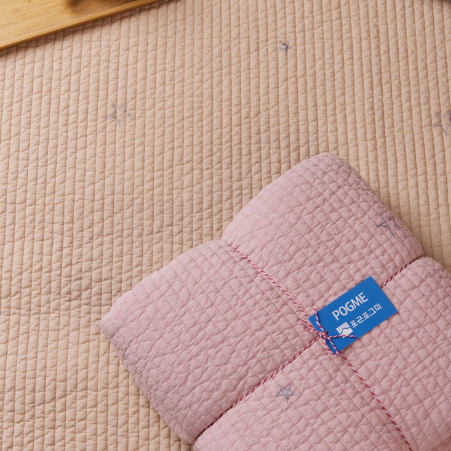 포근포그미 피그먼트 양면퀼팅 별자수 줄누비 이불패드, 레몬치폰