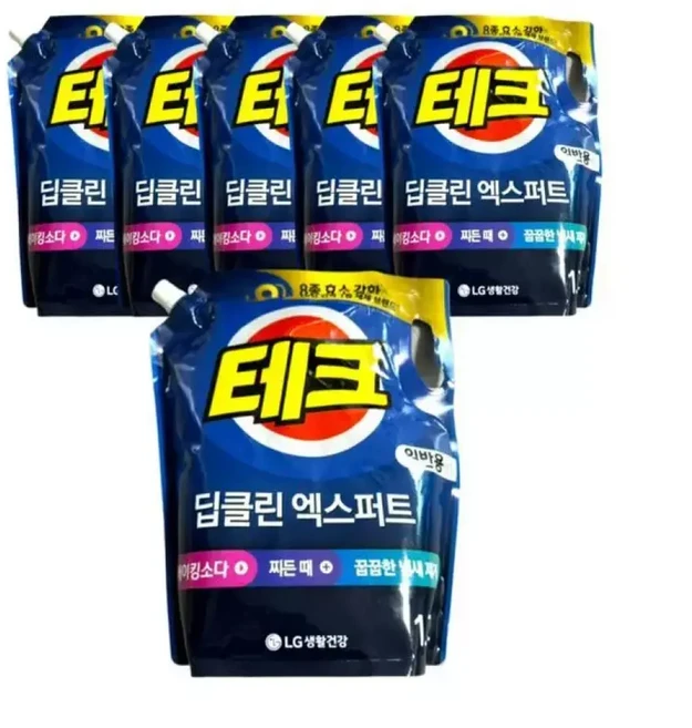 테크 딥클린 실내건조 액체세제 일반 리필 x 6개, 1.7L, 1개