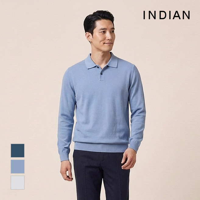 인디안 솔리드 폴로에리 니트 MIEBL4S1101