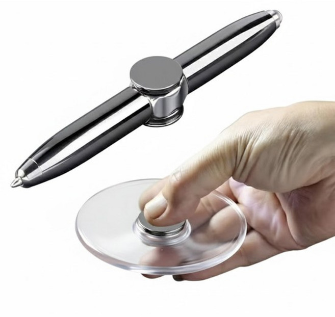 피젯토이 피젯스피너 손끝 자이로 회전 감압펜 금속 볼펜 LED 블랙 J761-O, 03.피젯스피너 실버 J763