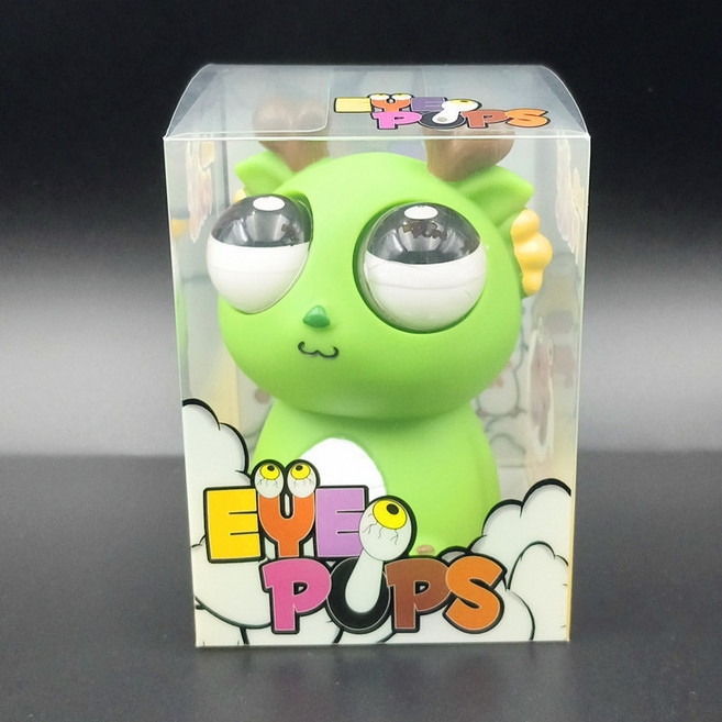 爆眼龍捏捏樂 瞪眼菜蟲同款 解壓神器 兒童發泄玩具, 11cm爆眼龍深綠色+盒子, 1個