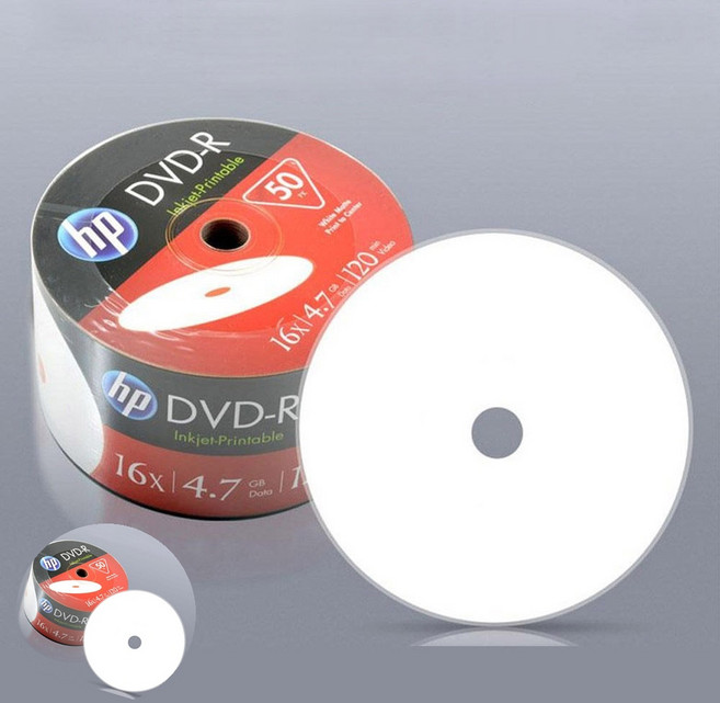 공DVD DVD DVDRW 공디브이디 디브이디 HP Media DVD-R Printable 16x 4.7GB 50P 벌크팩, 본상품선택, 1개