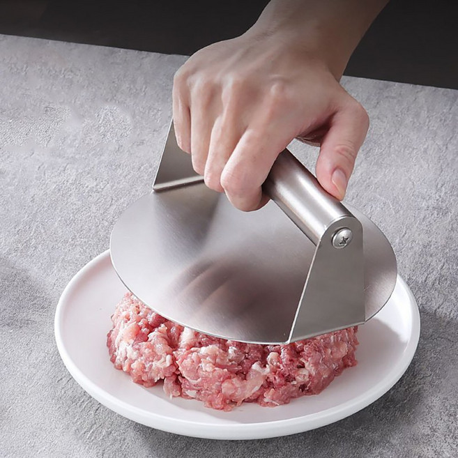 릴스베이 스테인리스 스틸 미트 프레스 햄버거 패티 만두피 만들기 호떡 고기 스테이크 누름판 떡갈비 반죽 누르기 도구, 1개