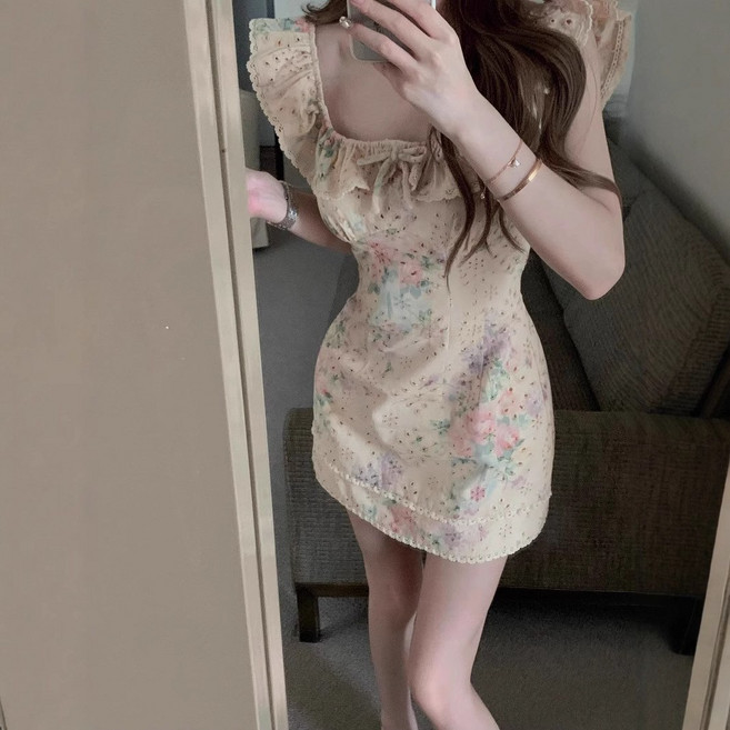 스타일닥터 여성 원피스 휴양지원피스 여름 캐주얼 리조트룩 잔꽃 프릴 미니 원피스