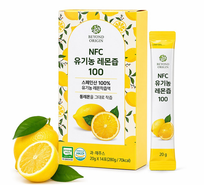 비욘드오리진 NFC 유기농 레몬즙 100 [20g x 14포], 280g, 3박스