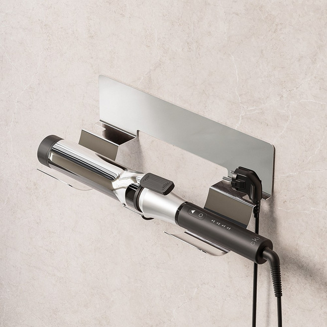 홈비 무타공 강력접착 스텐레스 드라이기 거치대 고데기 걸이, 1개, 스테인레스