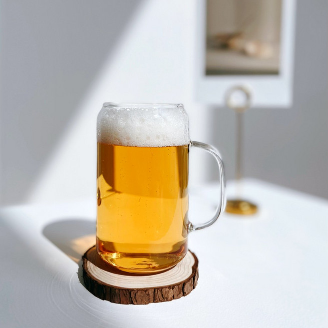 생활탐구 홈카페 캔맥주 내열 유리 투명 머그 잔 아이스 커피컵 하이볼 짐빔 위스키 맥주잔, 1개