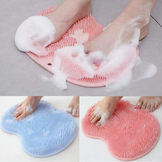 재넌 발각질제거기 실리콘 발세척매트 발브러쉬 다용도발판 풋매트, 블루, 1개, 1개입