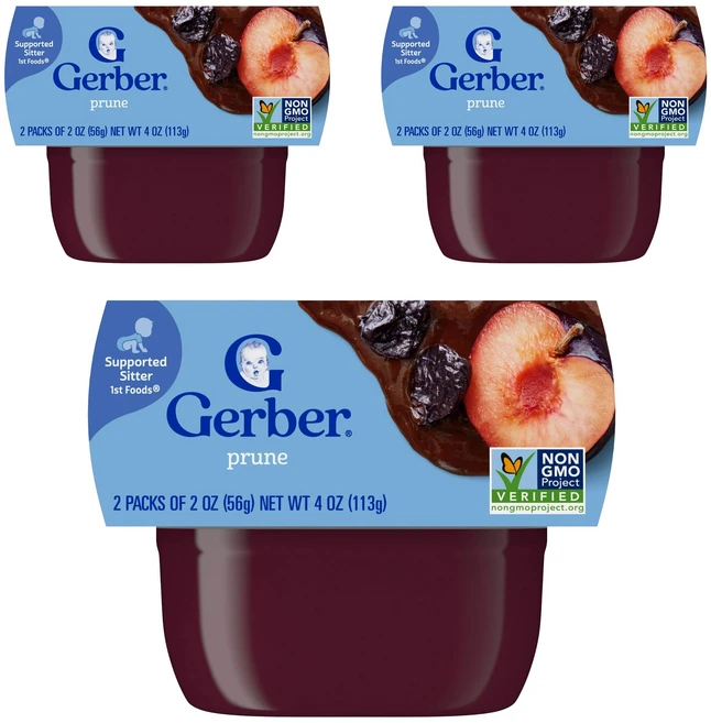 거버 어린이 액상 식품, 프룬, 113g, 3개 - 쿠팡